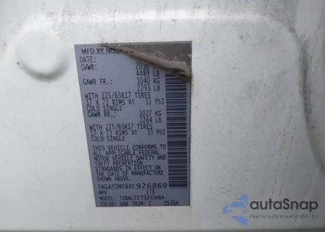 2015 Nissan Rogue Sv z USA, uszkodzony, nr VIN 5N1AT2MT8FC926869